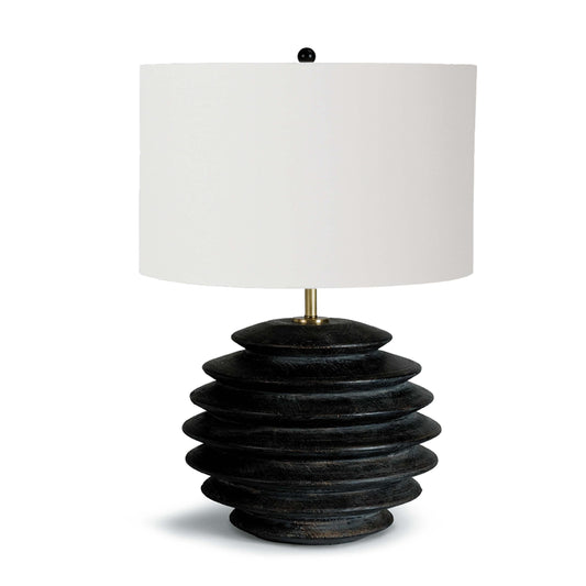 Accordion Table Lamp with Ebony Finish and White Shade - 26" Height, 18" Width, 18" Depth