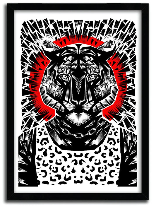 Affiche Tiger Art Print by Ali Gulec - Limited Edition Wildlife Wall Decor Home Decor Magenta Raspberry   
