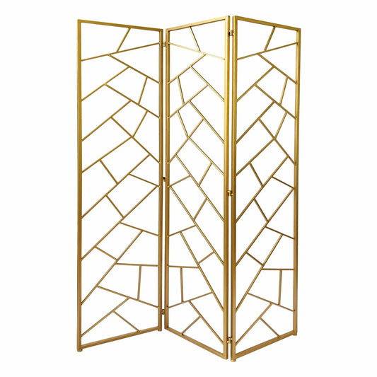Golden Geometric 3-Panel Room Divider Screen Furniture Jade   