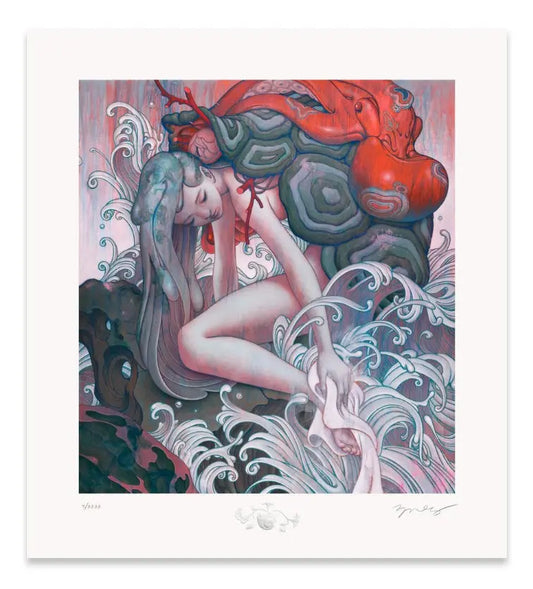 Chelone Art Print by James Jean - Limited Edition, Signed & Numbered, 52 x 47 cm Home Decor Magenta Raspberry   