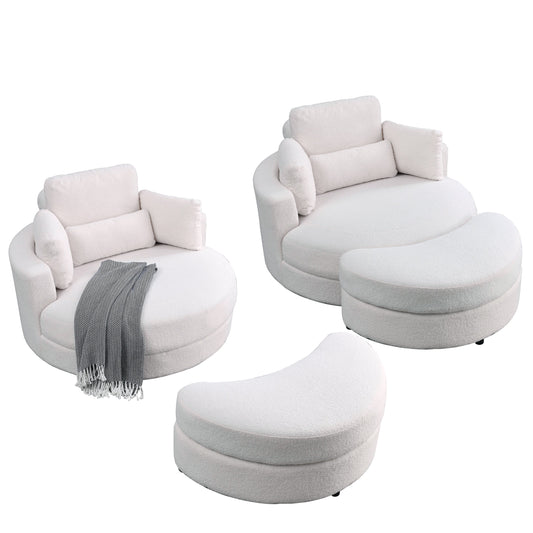 Swivel Accent Barrel Modern Sofa Lounge Club Big Round Chair with