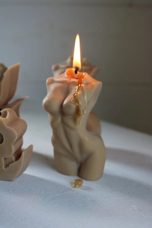Female Torso Candle - Handcrafted Soy Wax Blend, Soft Cream/White Glow, Elegant Decorative Piece Home Decor Mauve Simba   