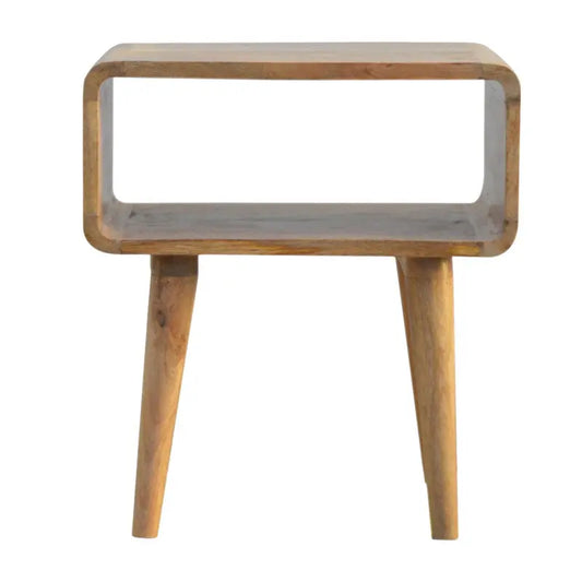 Curved Open Bedside with Storage - Solid Mango Wood, Minimalist Design Furniture Jade Epimetheus   