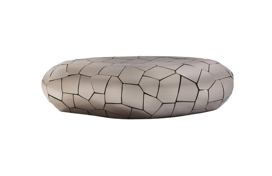 Crazy Cut Oblong Coffee Table | Segmented Surface | Silver Stainless Steel | Modern Organic Design