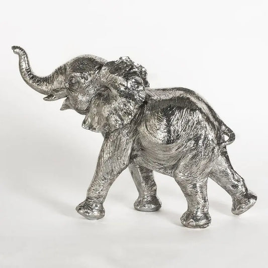 Large Silver Elephant Figurine - Intricate Design, Versatile Home Decor Home Decor Jade Epimetheus   