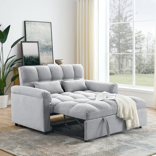 Loveseats Sofa Bed with Pull-out Bed,Adjsutable Back,Light Grey - Shop Tech Things