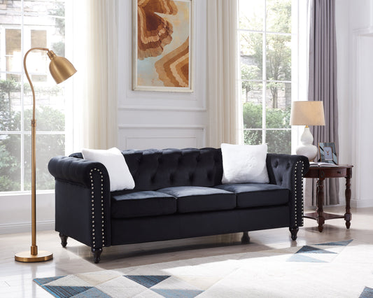 3-Seater Sofa With Button and Copper Nail on Arms and Back, Two White - Shop Tech Things