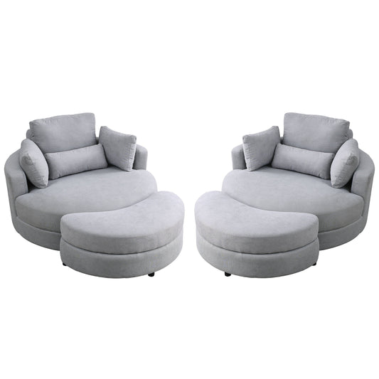Swivel Accent Barrel Modern Grey Sofa Lounge Club Big Round Chair with