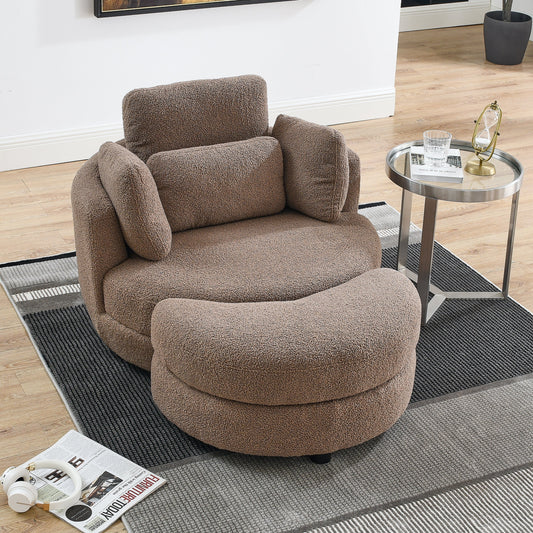 39" Oversized Swivel Chair with Moon Storage Ottoman - Modern Design, Spacious, Comfortable Cushions