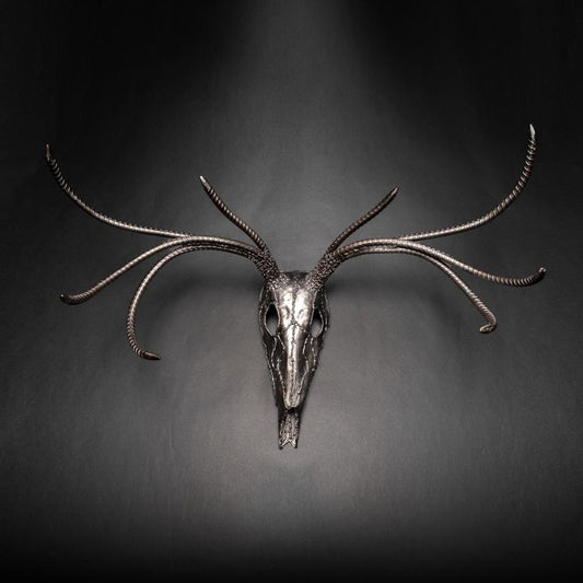 European Deer Mount 8-Point Buck Skull Sculpture - Handmade Metal Art