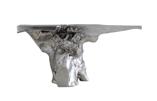 Crown Console Table - Silver Leaf Finish, Resin Material | 71x14x36" | Phillips Collection