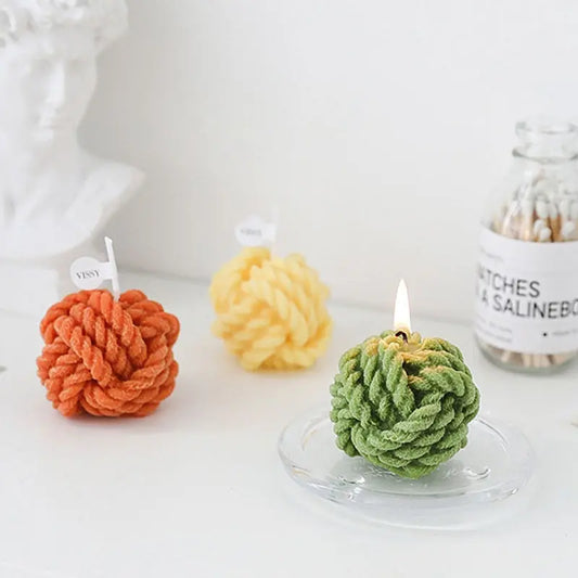 Handmade Wool Ball Candle 5.5cm x 5.5cm - 100% Paraffin & ABS - Aromatherapy & Home Decor  Shop Tech Things   